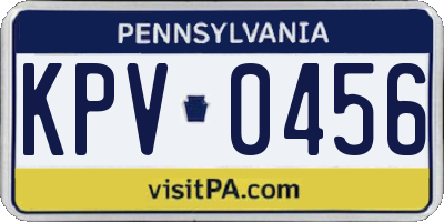 PA license plate KPV0456