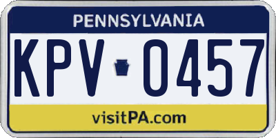 PA license plate KPV0457