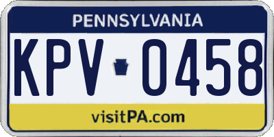 PA license plate KPV0458