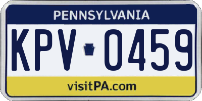 PA license plate KPV0459