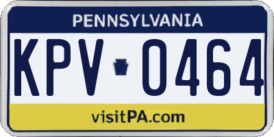 PA license plate KPV0464