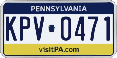 PA license plate KPV0471