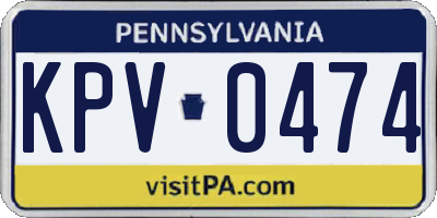 PA license plate KPV0474