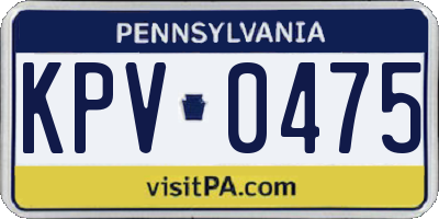 PA license plate KPV0475
