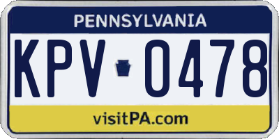 PA license plate KPV0478
