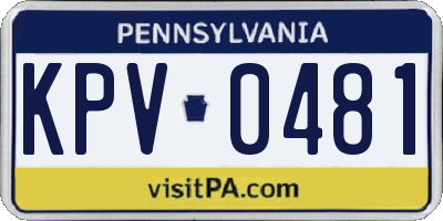 PA license plate KPV0481