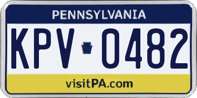 PA license plate KPV0482