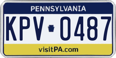 PA license plate KPV0487