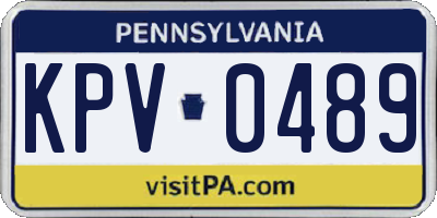 PA license plate KPV0489