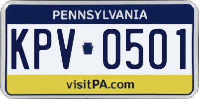 PA license plate KPV0501