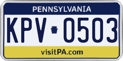 PA license plate KPV0503