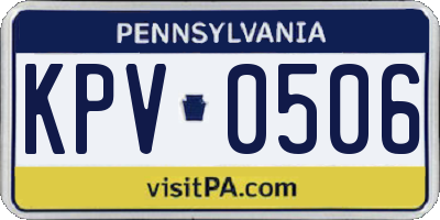 PA license plate KPV0506