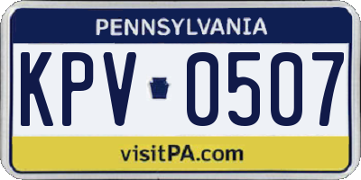 PA license plate KPV0507