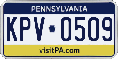 PA license plate KPV0509