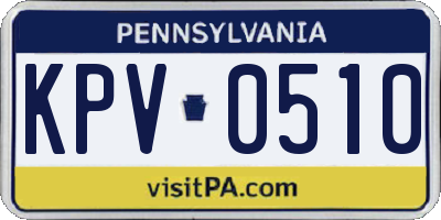 PA license plate KPV0510
