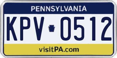 PA license plate KPV0512