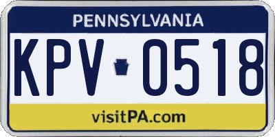 PA license plate KPV0518