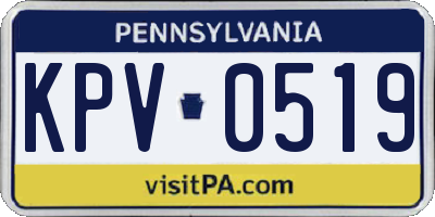 PA license plate KPV0519