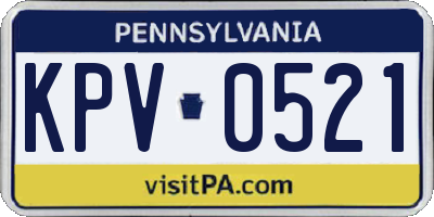 PA license plate KPV0521