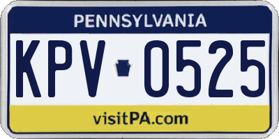 PA license plate KPV0525