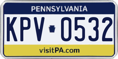 PA license plate KPV0532