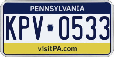 PA license plate KPV0533