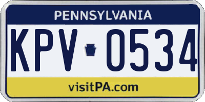 PA license plate KPV0534