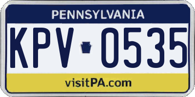PA license plate KPV0535