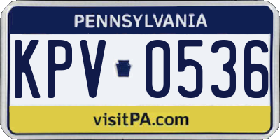 PA license plate KPV0536