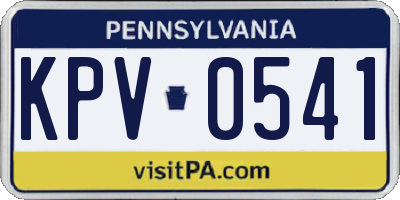 PA license plate KPV0541
