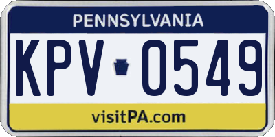 PA license plate KPV0549