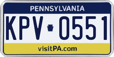 PA license plate KPV0551