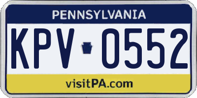PA license plate KPV0552