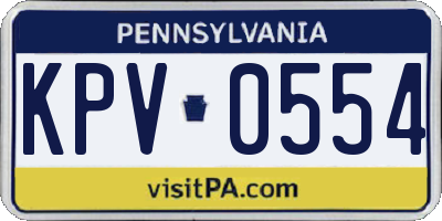 PA license plate KPV0554