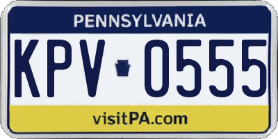 PA license plate KPV0555