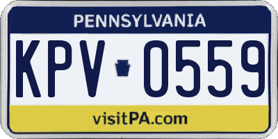 PA license plate KPV0559