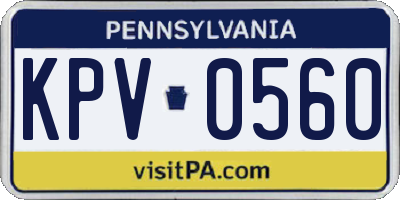 PA license plate KPV0560
