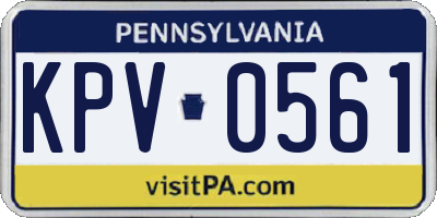 PA license plate KPV0561