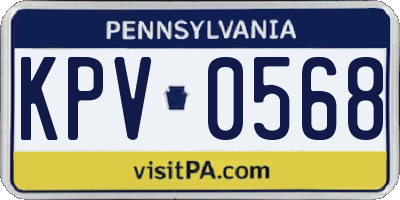 PA license plate KPV0568
