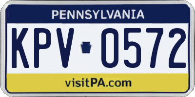 PA license plate KPV0572