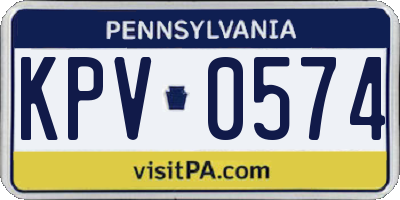 PA license plate KPV0574