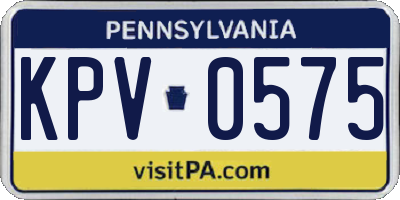PA license plate KPV0575