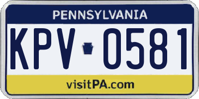 PA license plate KPV0581