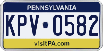 PA license plate KPV0582