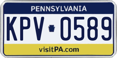 PA license plate KPV0589