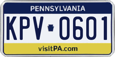 PA license plate KPV0601