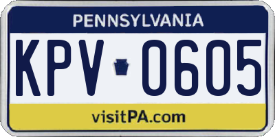 PA license plate KPV0605