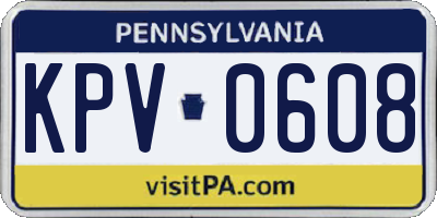 PA license plate KPV0608