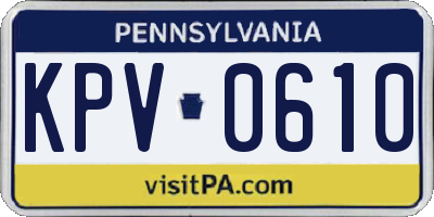 PA license plate KPV0610