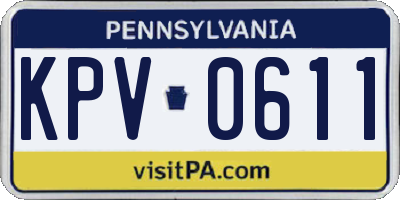 PA license plate KPV0611